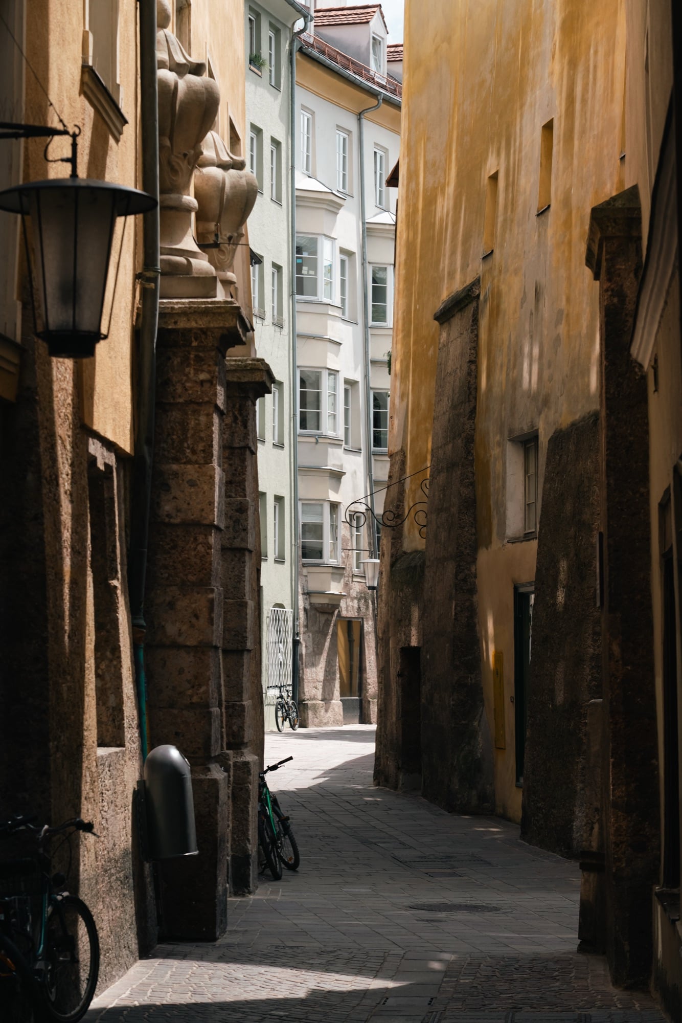 A quiet, shadowed alley in the old town, Innsbruck