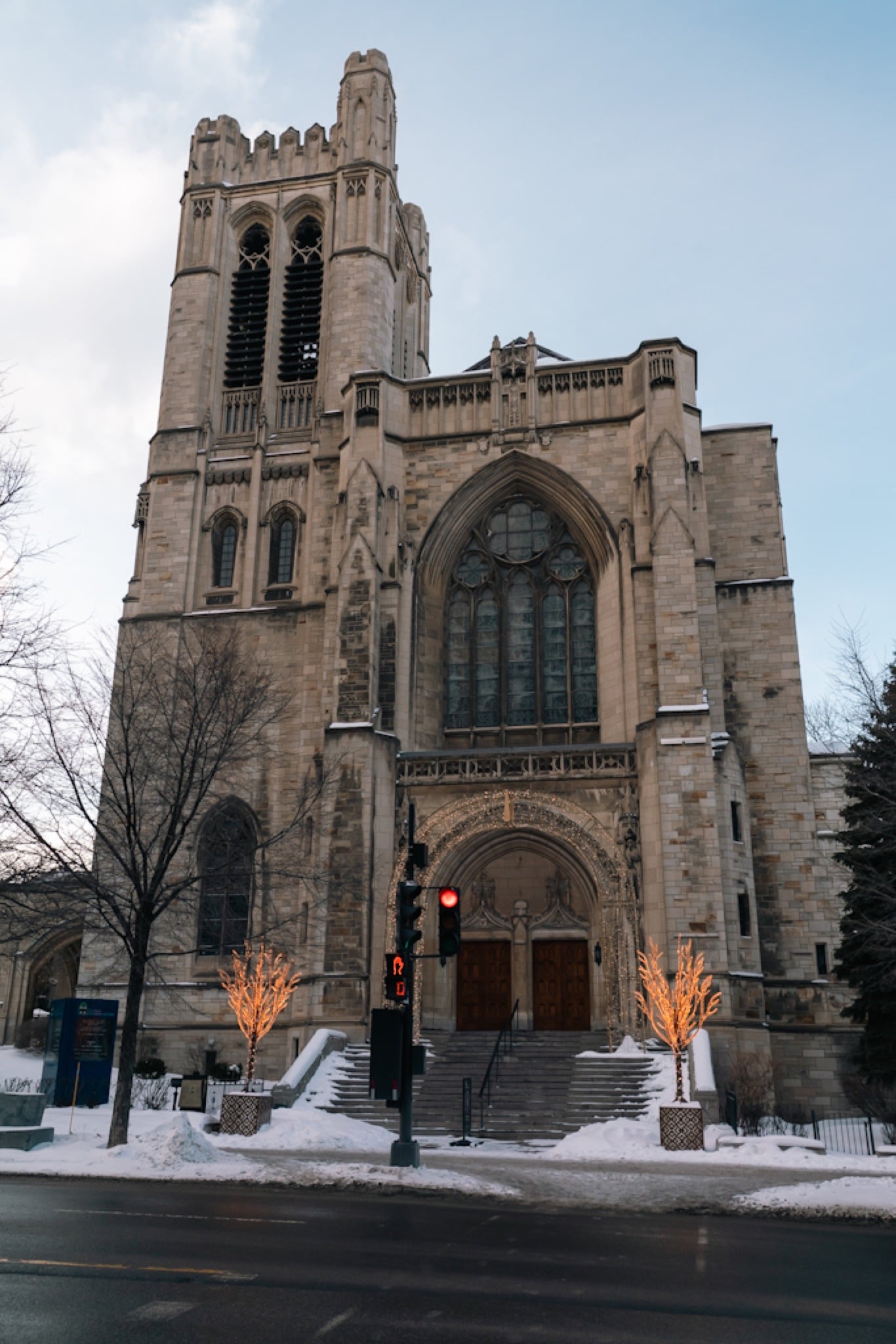 The Gothic Revival façade of the Notre-Dame Basilica