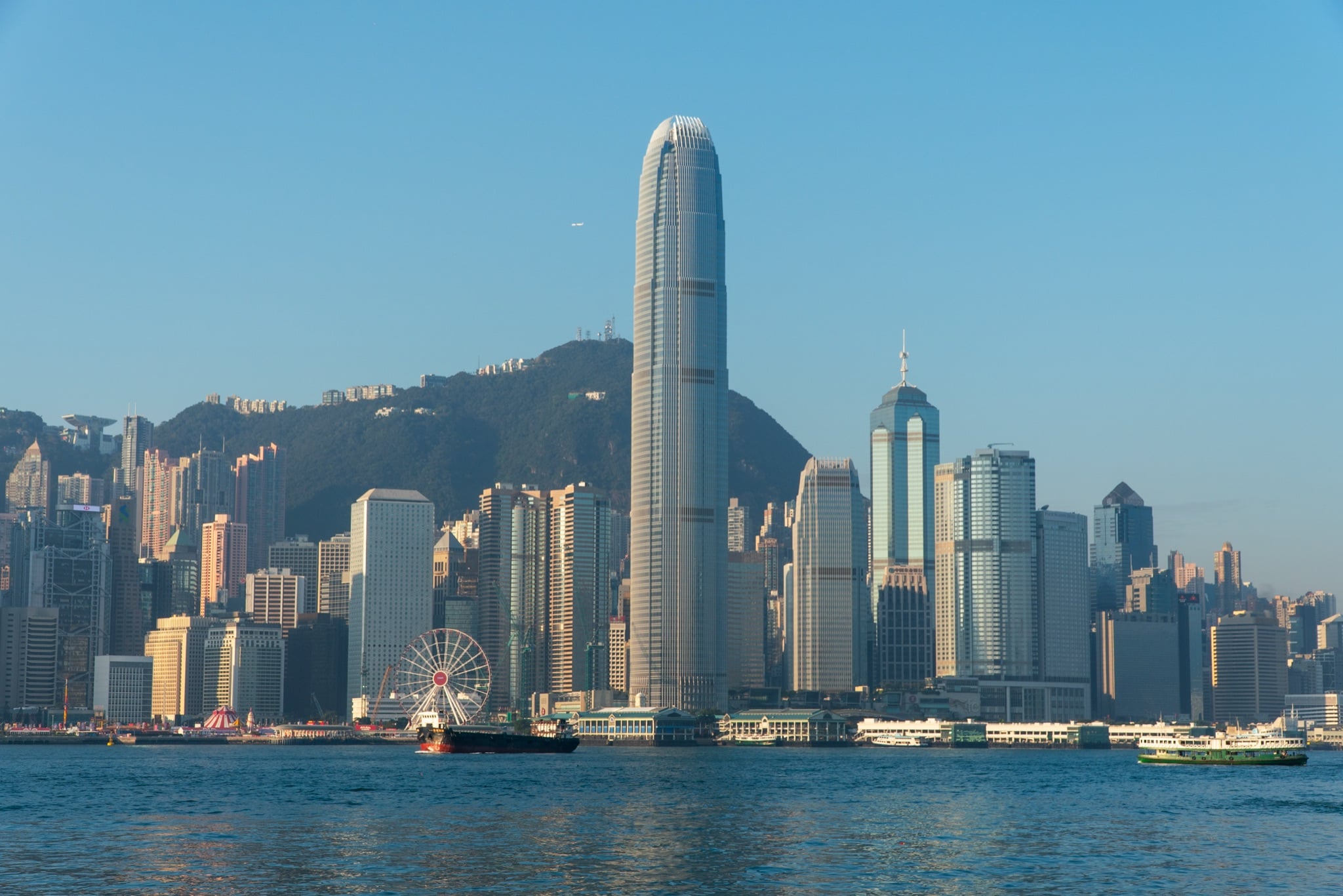 The Hong Kong skyline across Victoria Harbour