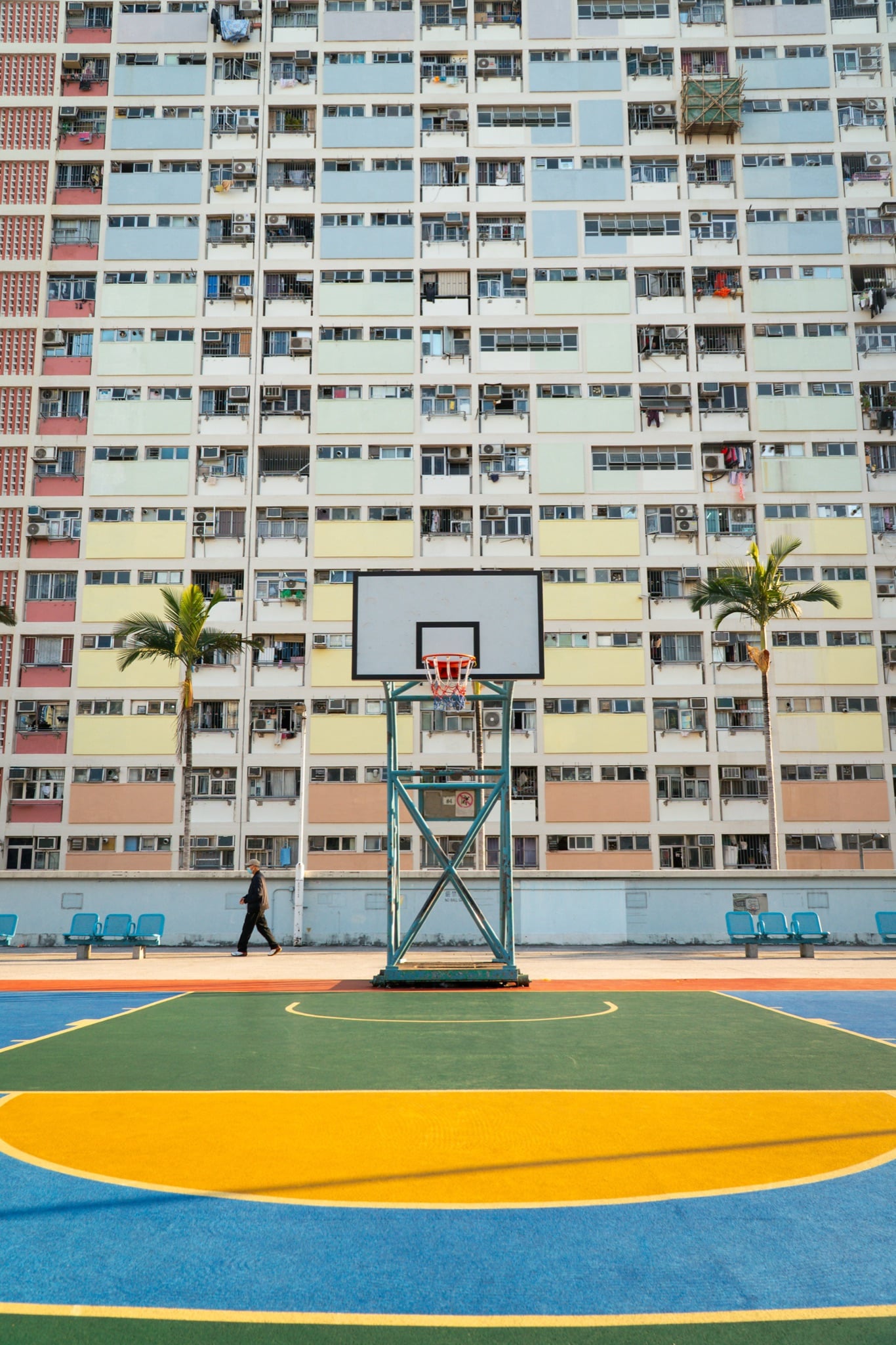Rainbow facades of Choi Hung Estate, Kowloon, Hong Kong