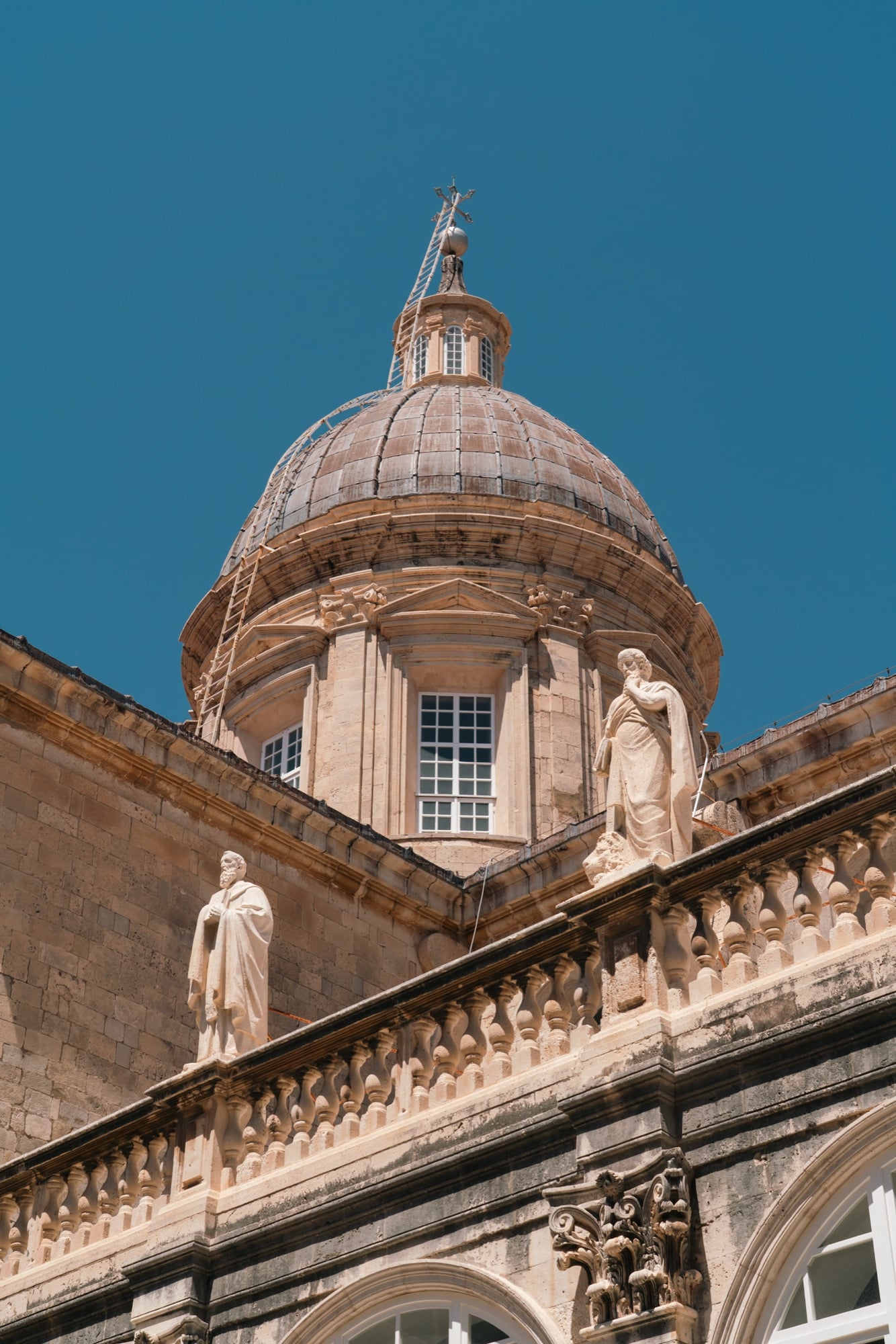 Saints crowning the Baroque dome of Dubrovnik Cathedral
