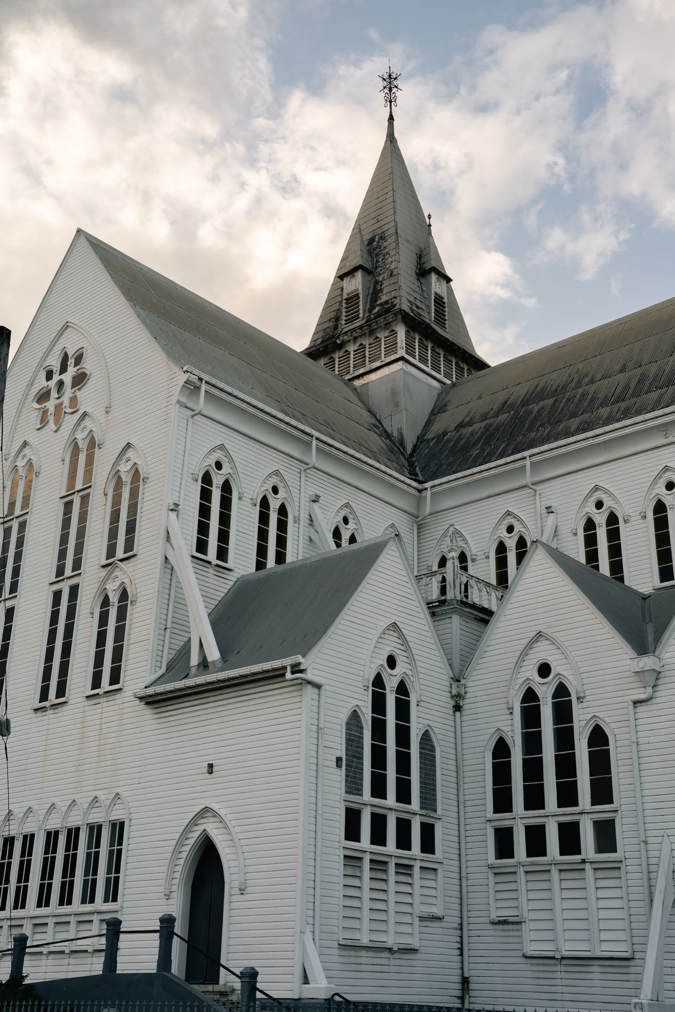 A side view of St. George's Cathedral, one of the world's tallest wooden buildings