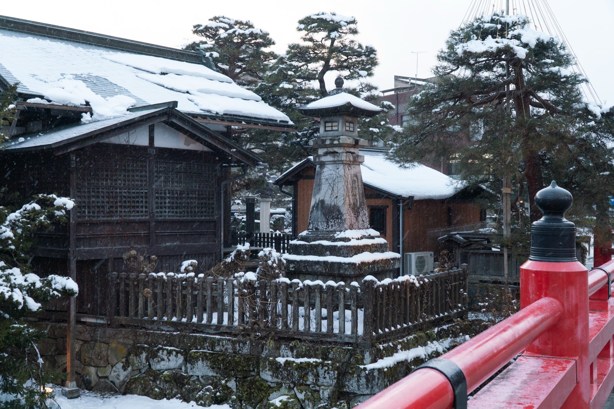 A shrine approach in winter, Takayama