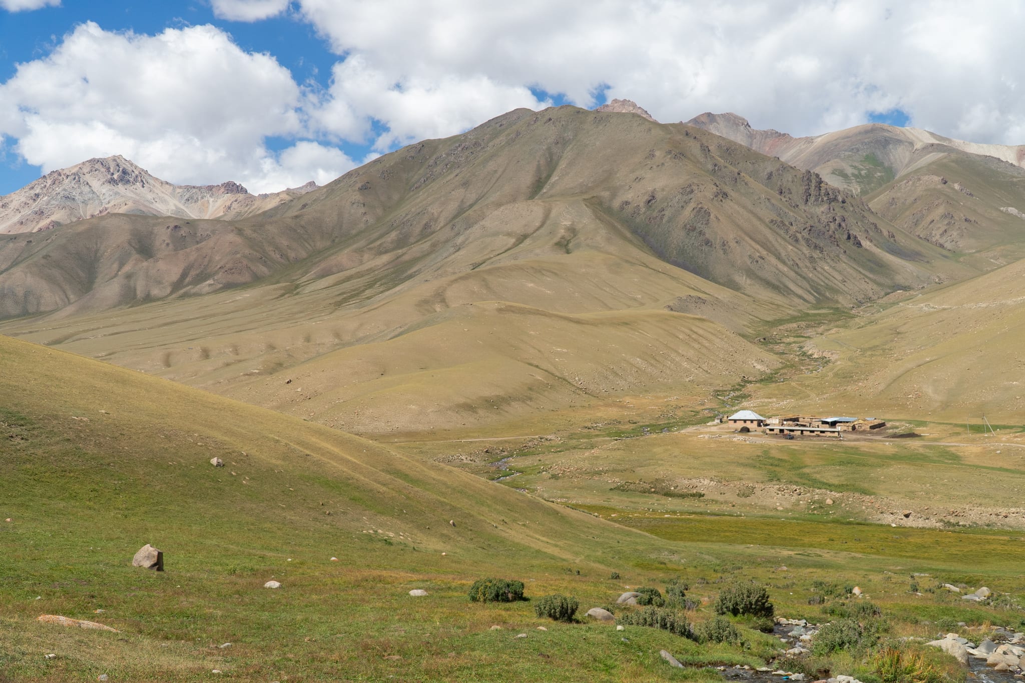 Cloud shadows drifting across the high pastures at Song-Kul