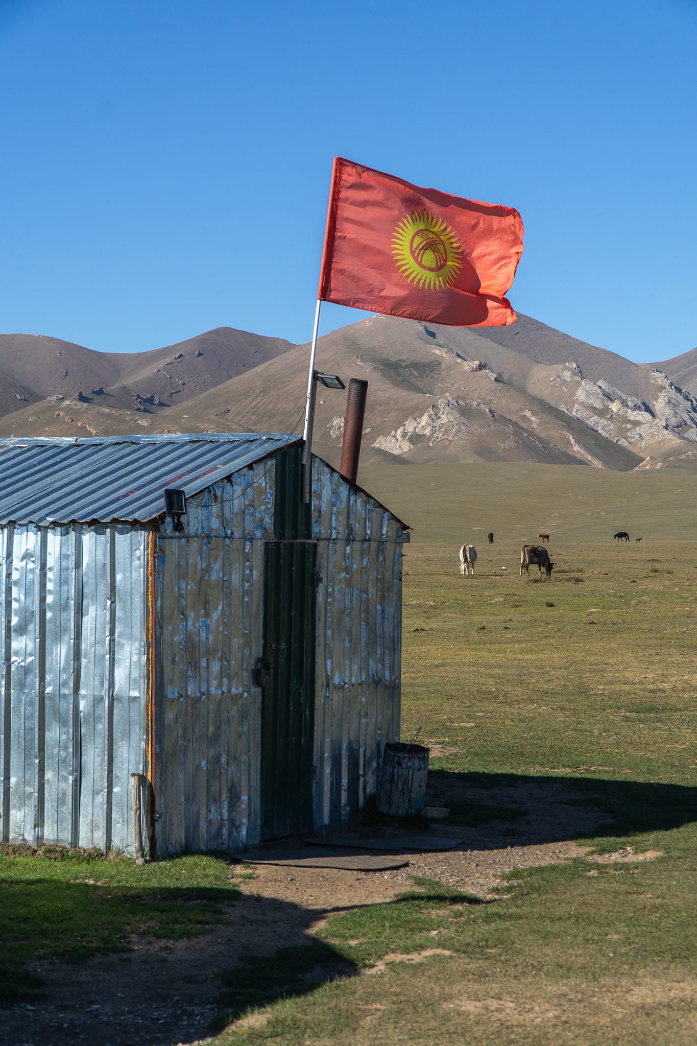 A herder's rough shelter on the plateau at Song-Kul