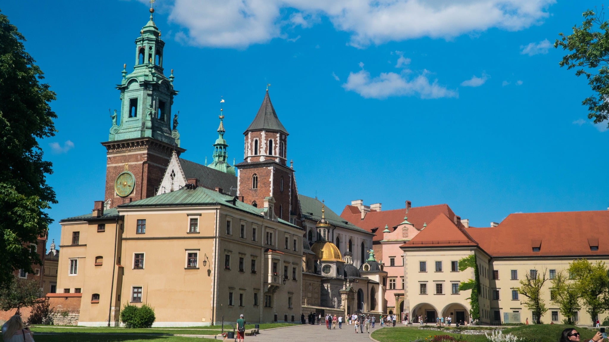 The towers of Wawel Cathedral with the golden dome of the Sigismund Chapel