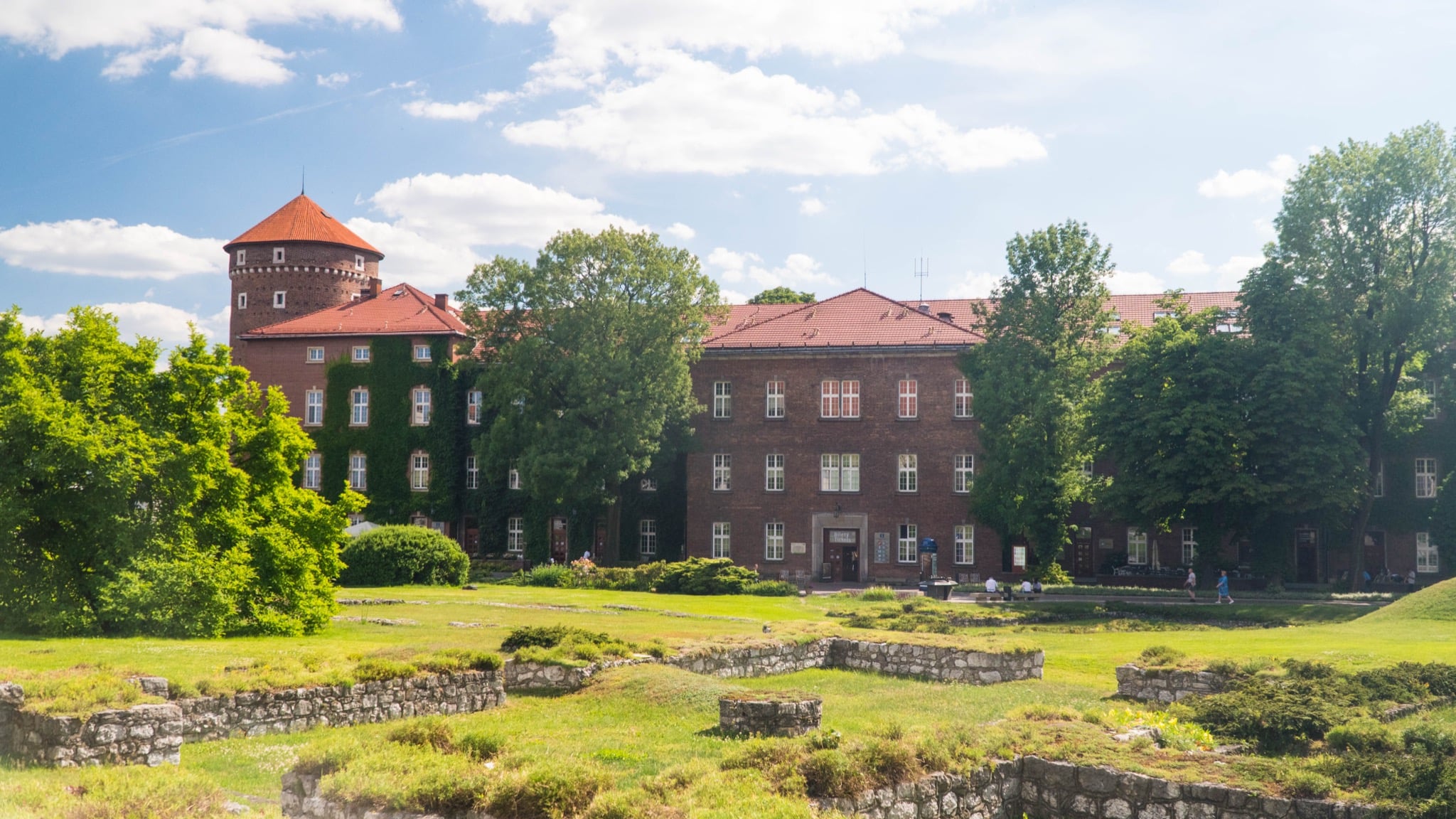 The round Sandomierz Tower and brick fortifications on Wawel Hill