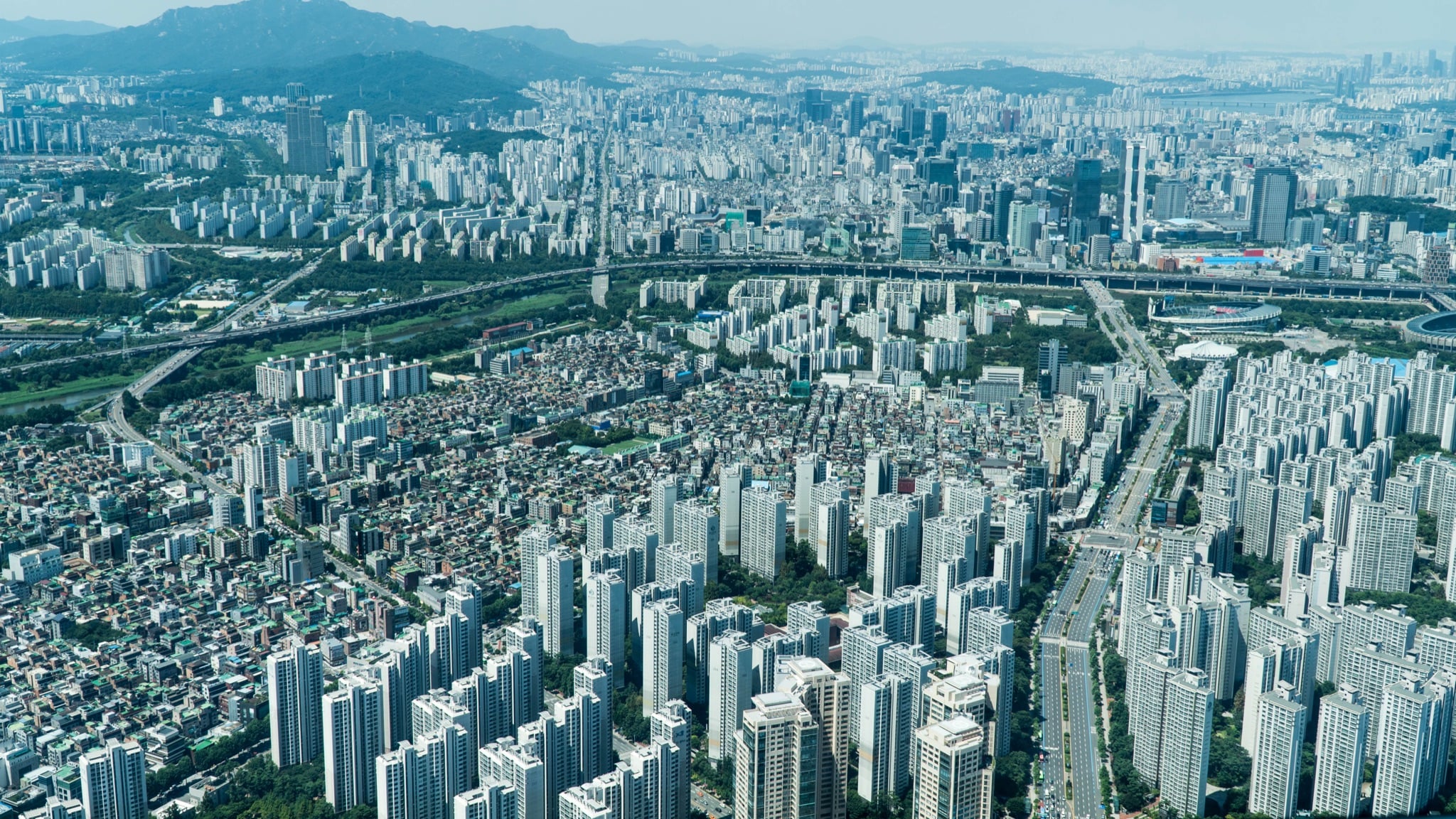 Skyscrapers crowding the Seoul skyline