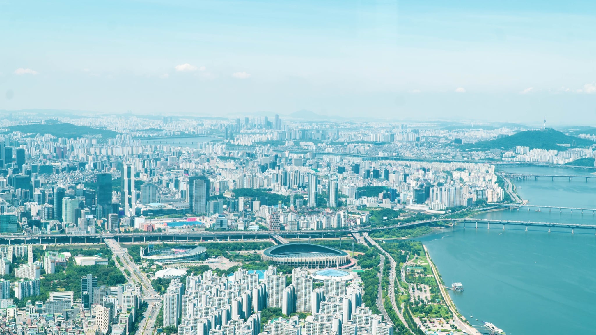Seoul stretching toward the mountains beyond