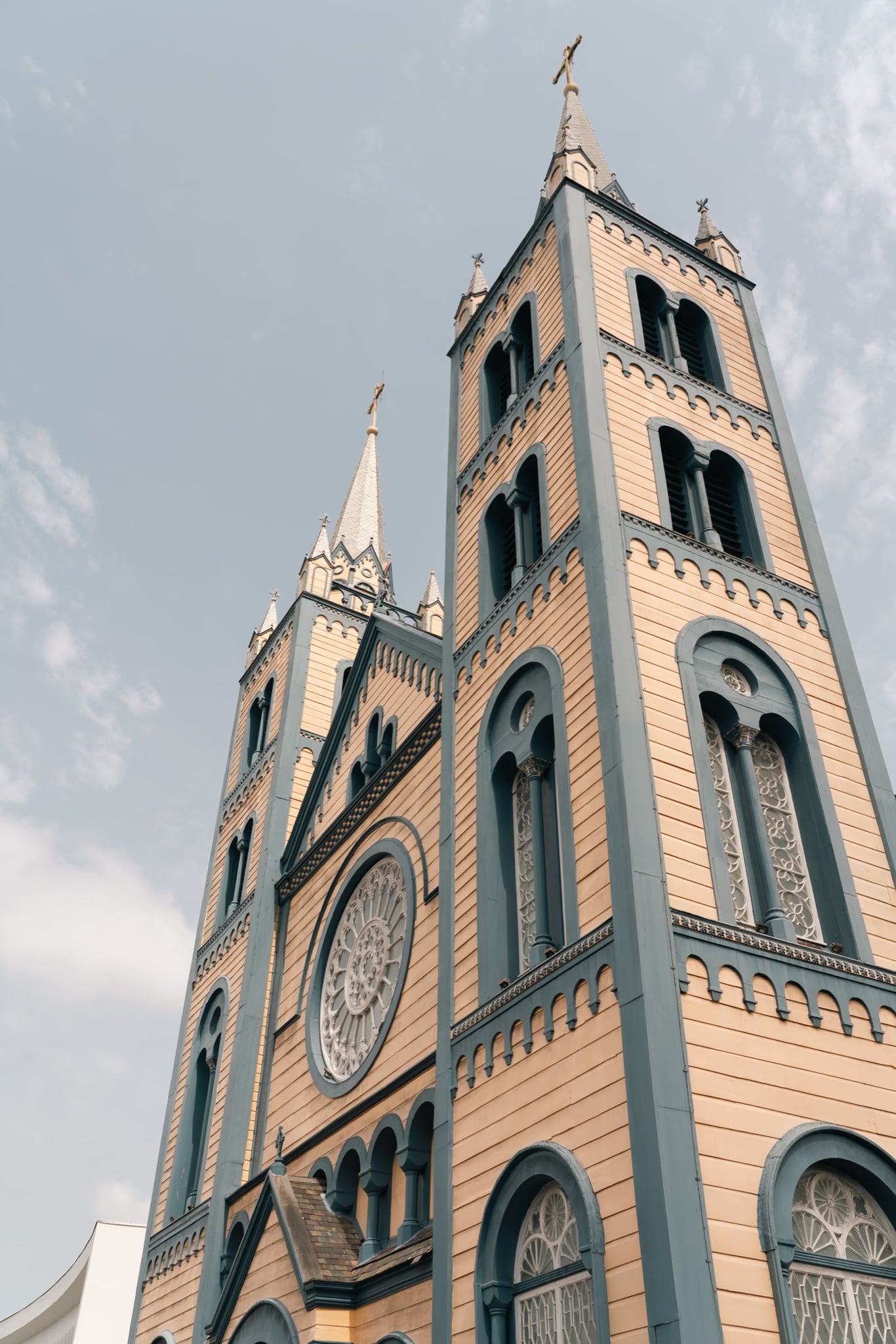 The wooden towers of the Sts. Peter and Paul Basilica