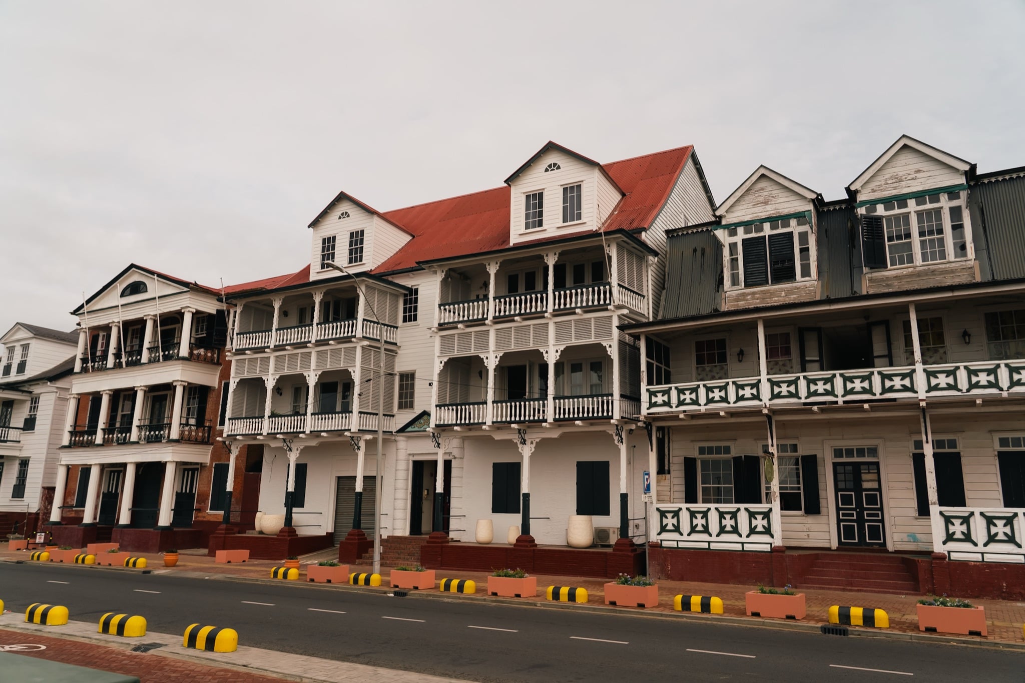 Old riverfront facades in central Paramaribo