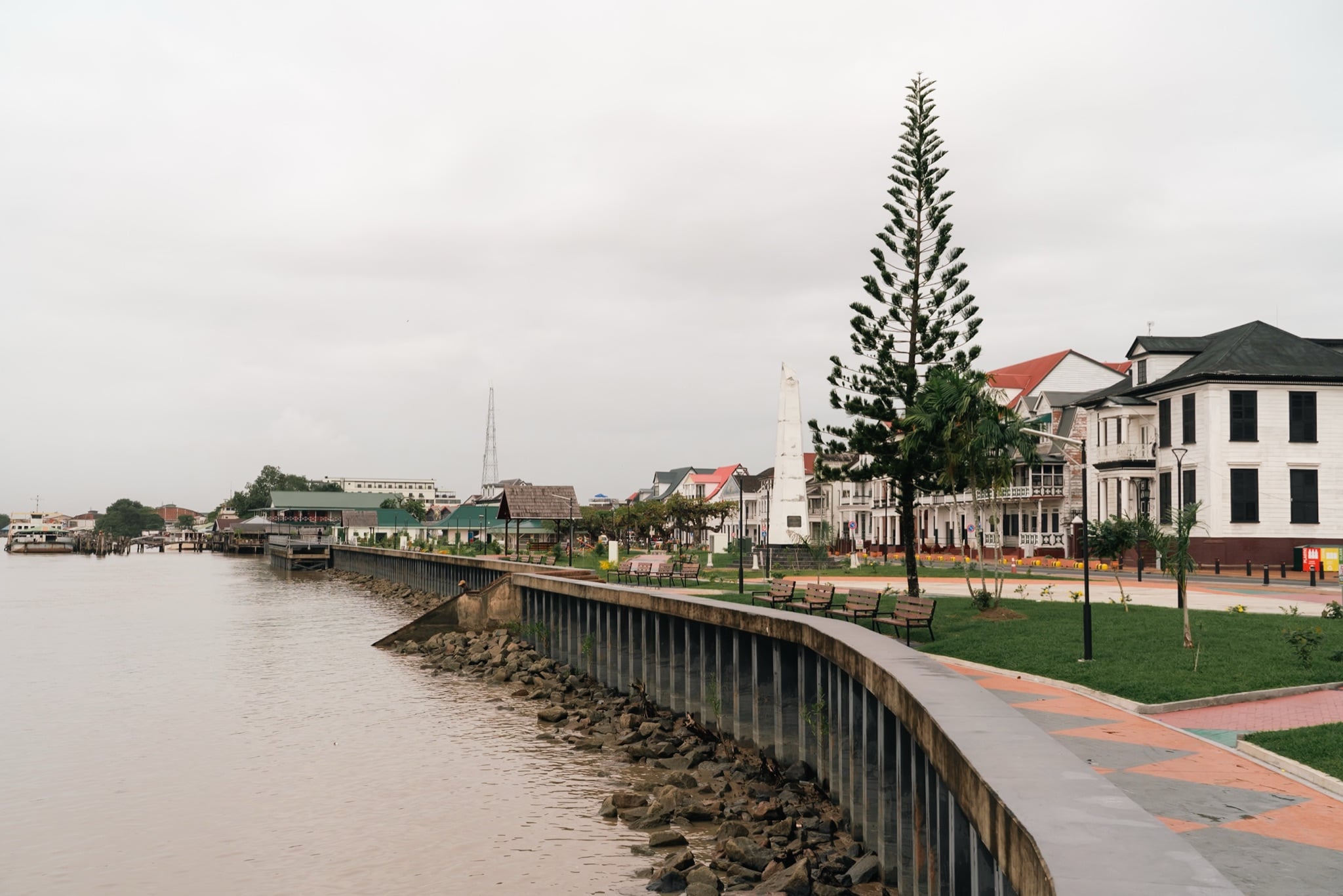 A street scene along the Paramaribo waterfront