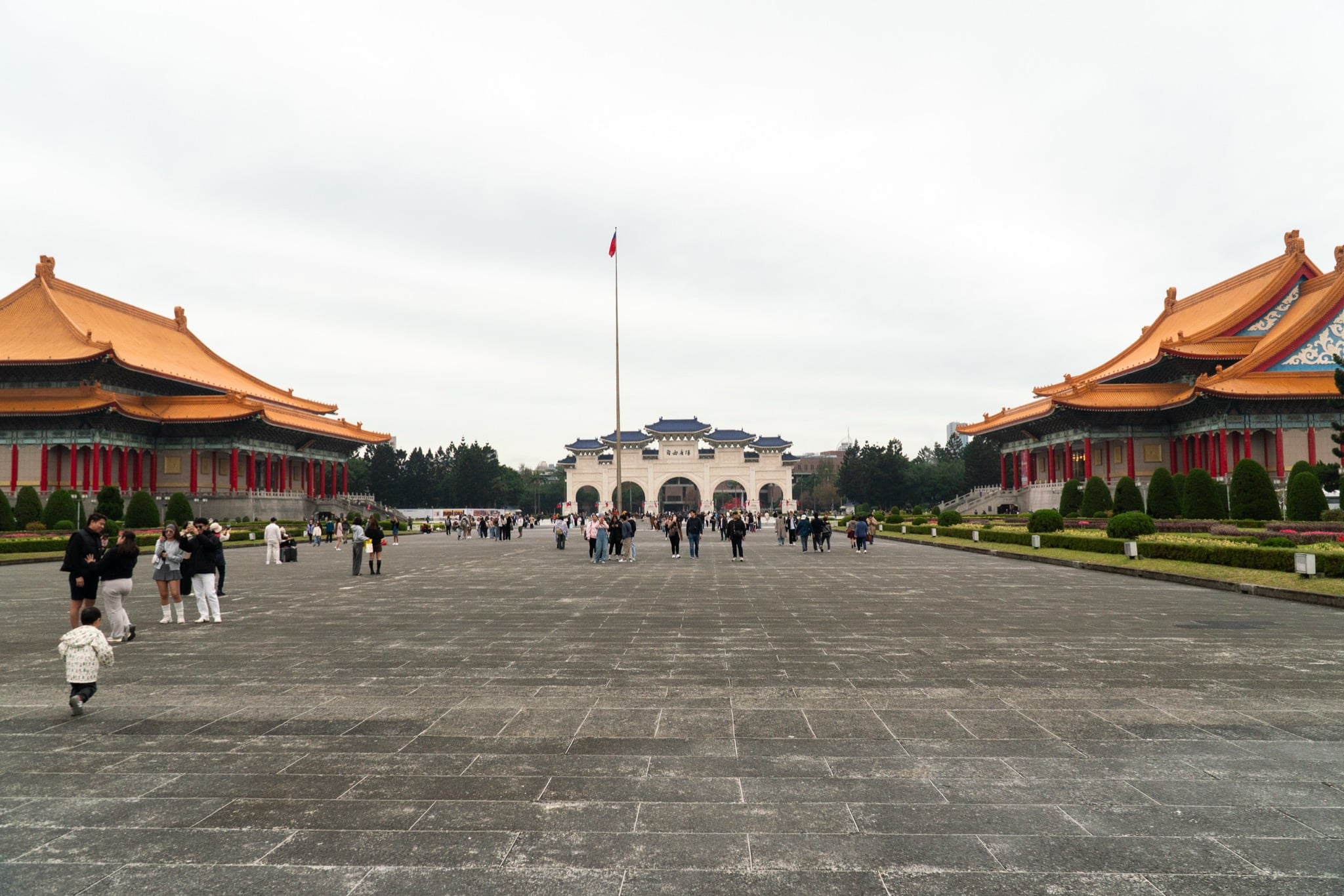 The memorial complex under a wide Taipei sky