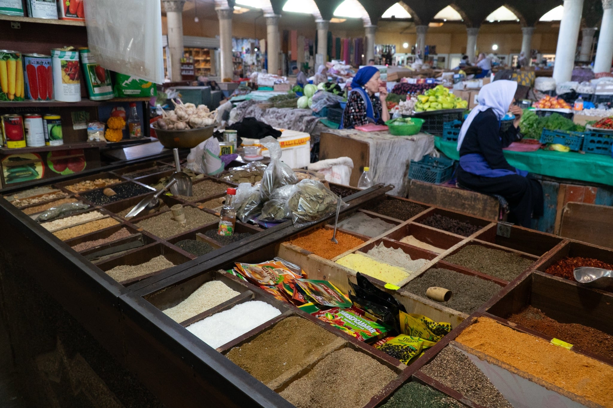 Stalls filling the central bazaar in Panjakent
