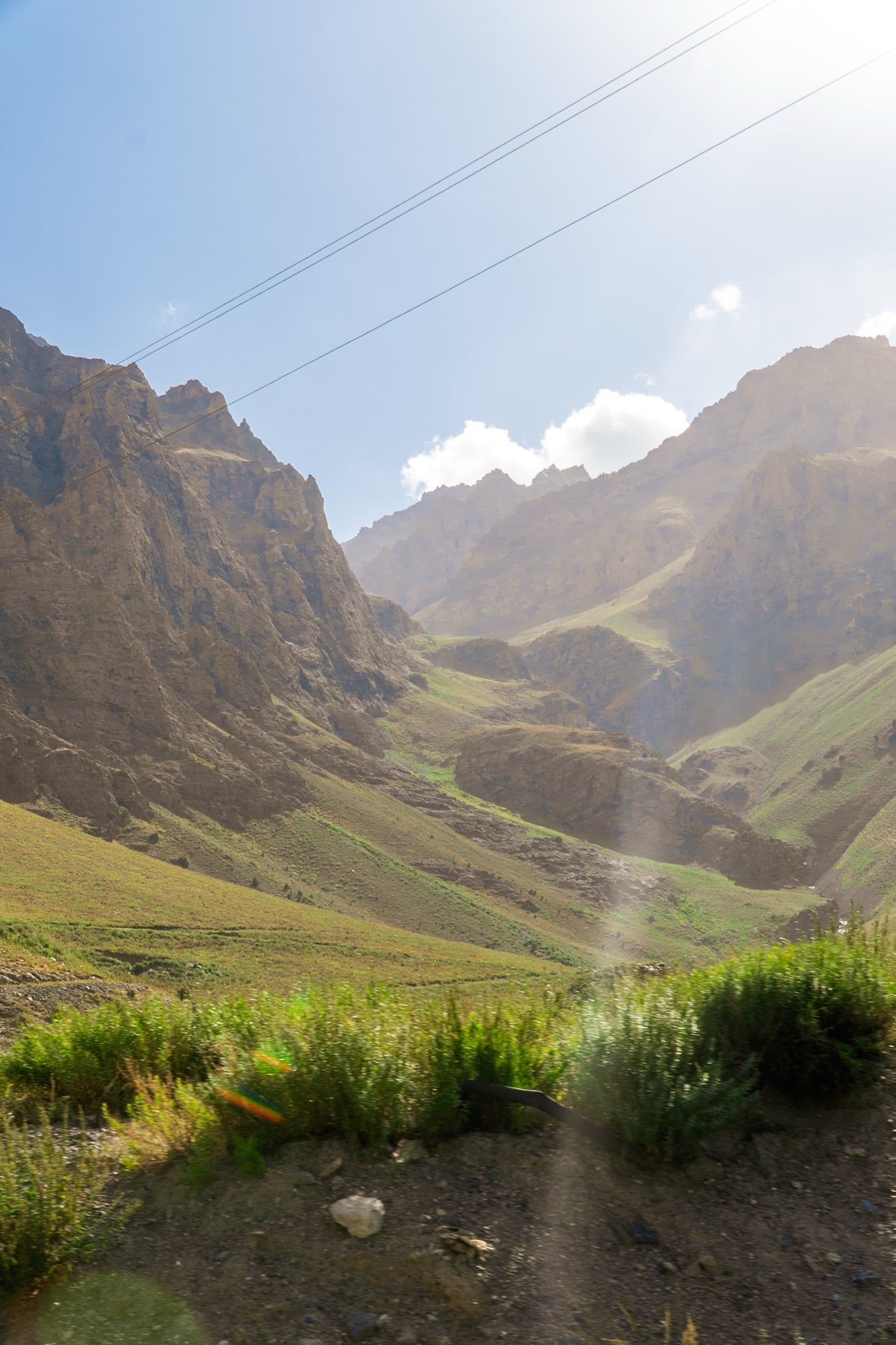 A bare rocky ridgeline in the Fann Mountains