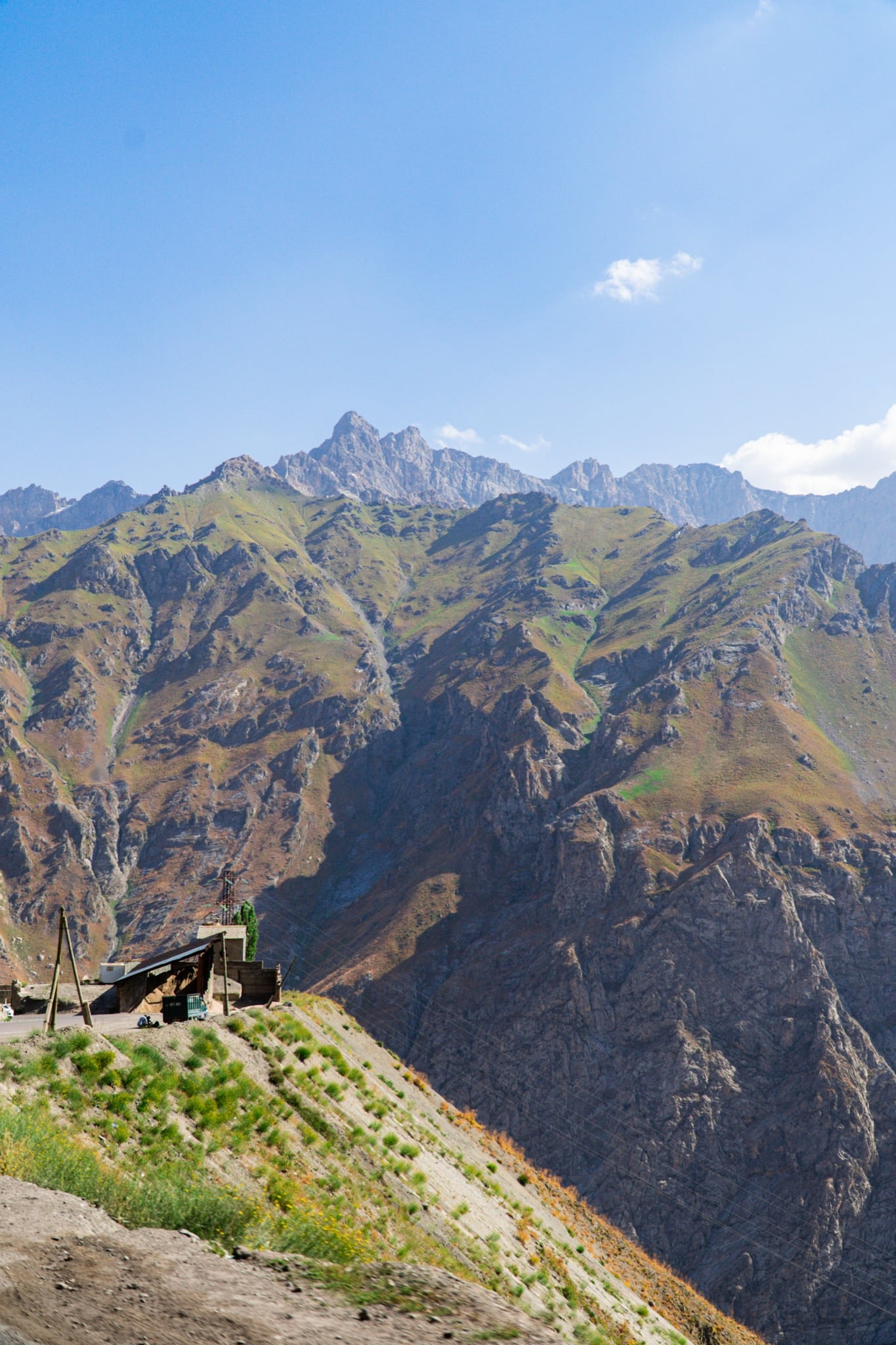 The jagged peaks of the Fann Mountains under a clear sky, Tajikistan