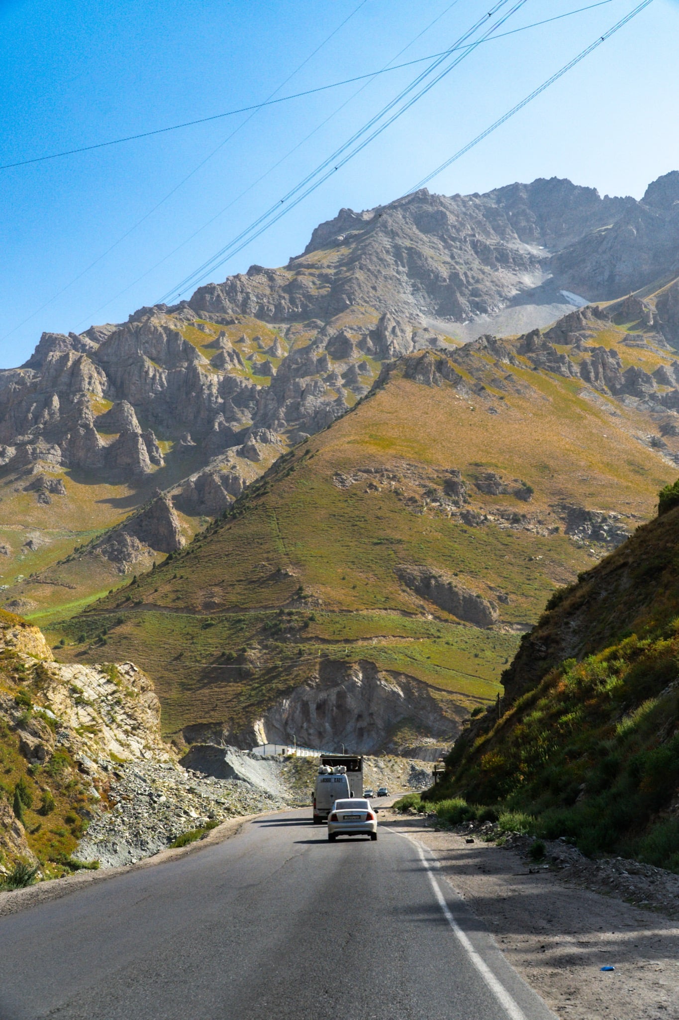 Steep granite slopes of the Fann Mountains