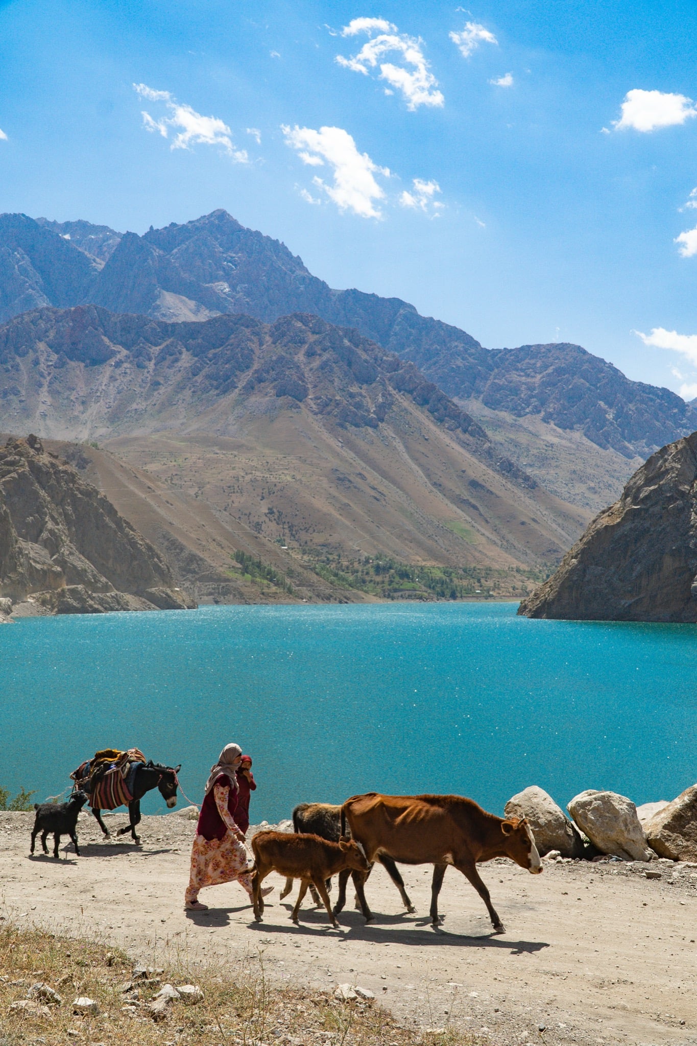 Steep slopes rising above one of the Seven Lakes, Haft Kul