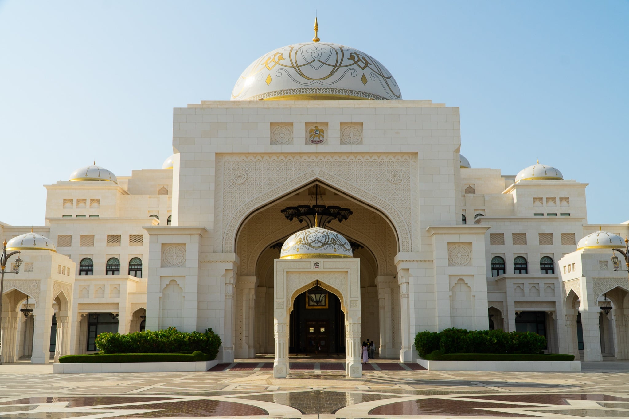 Marble columns and gilded arches inside Qasr Al Watan