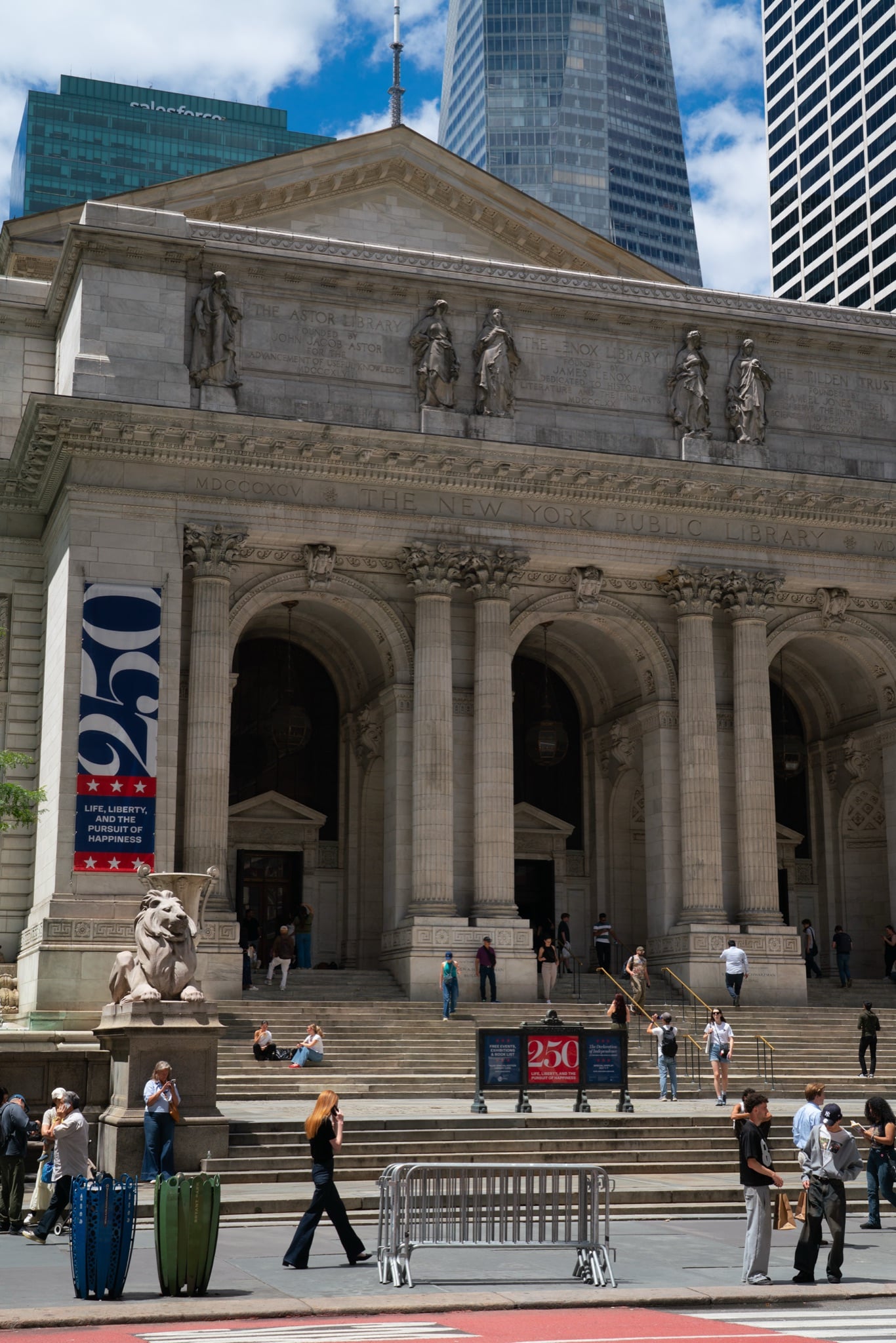 The columned facade of the New York Public Library