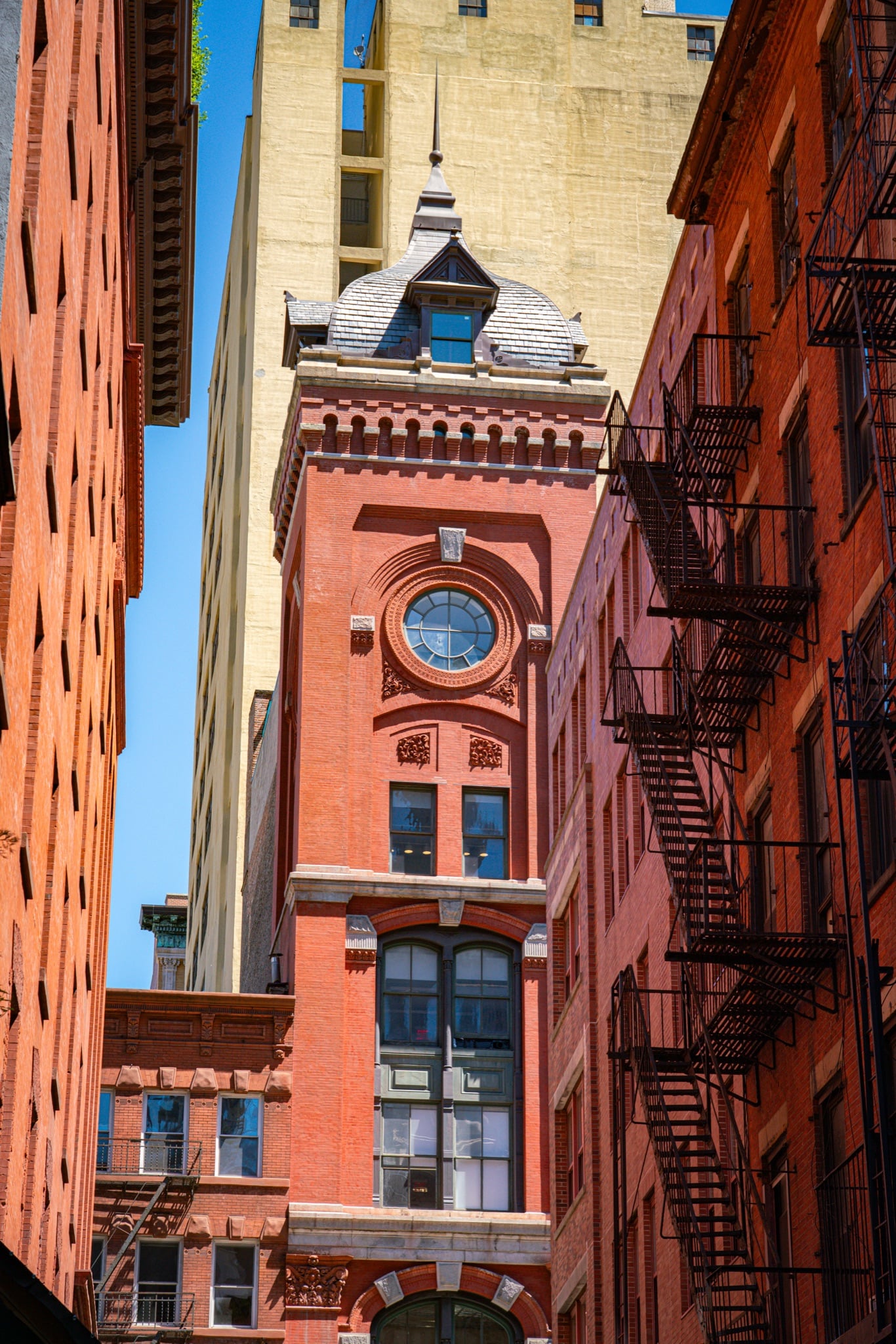 A weathered prewar facade in Manhattan