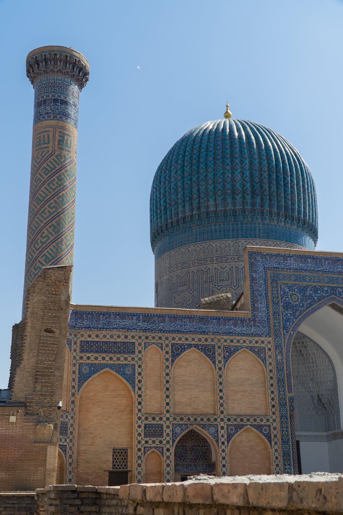 Tiled minarets of the Gur-i-Amir complex, Samarkand