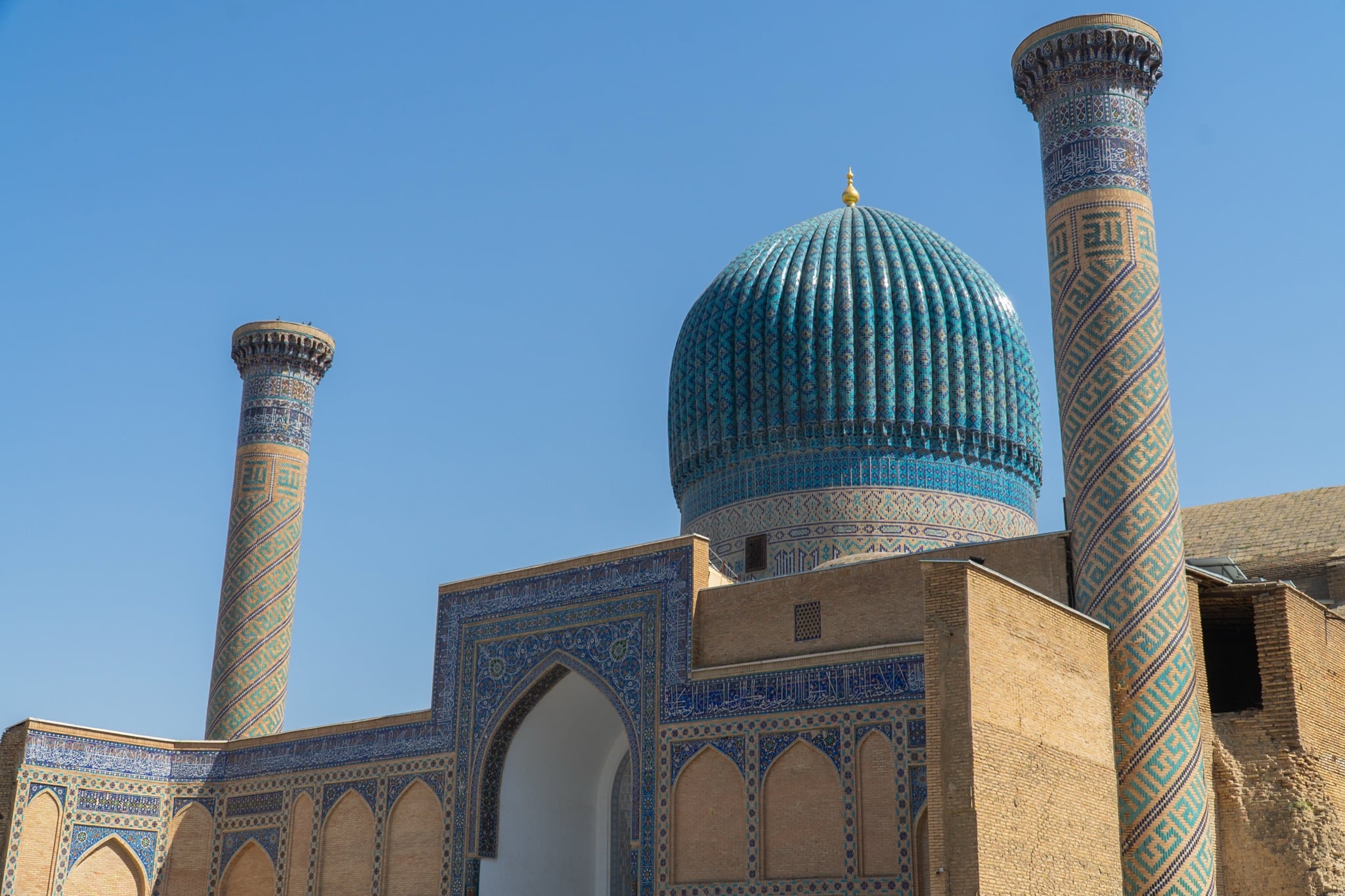 The fluted blue dome of the Gur-i-Amir mausoleum, Samarkand