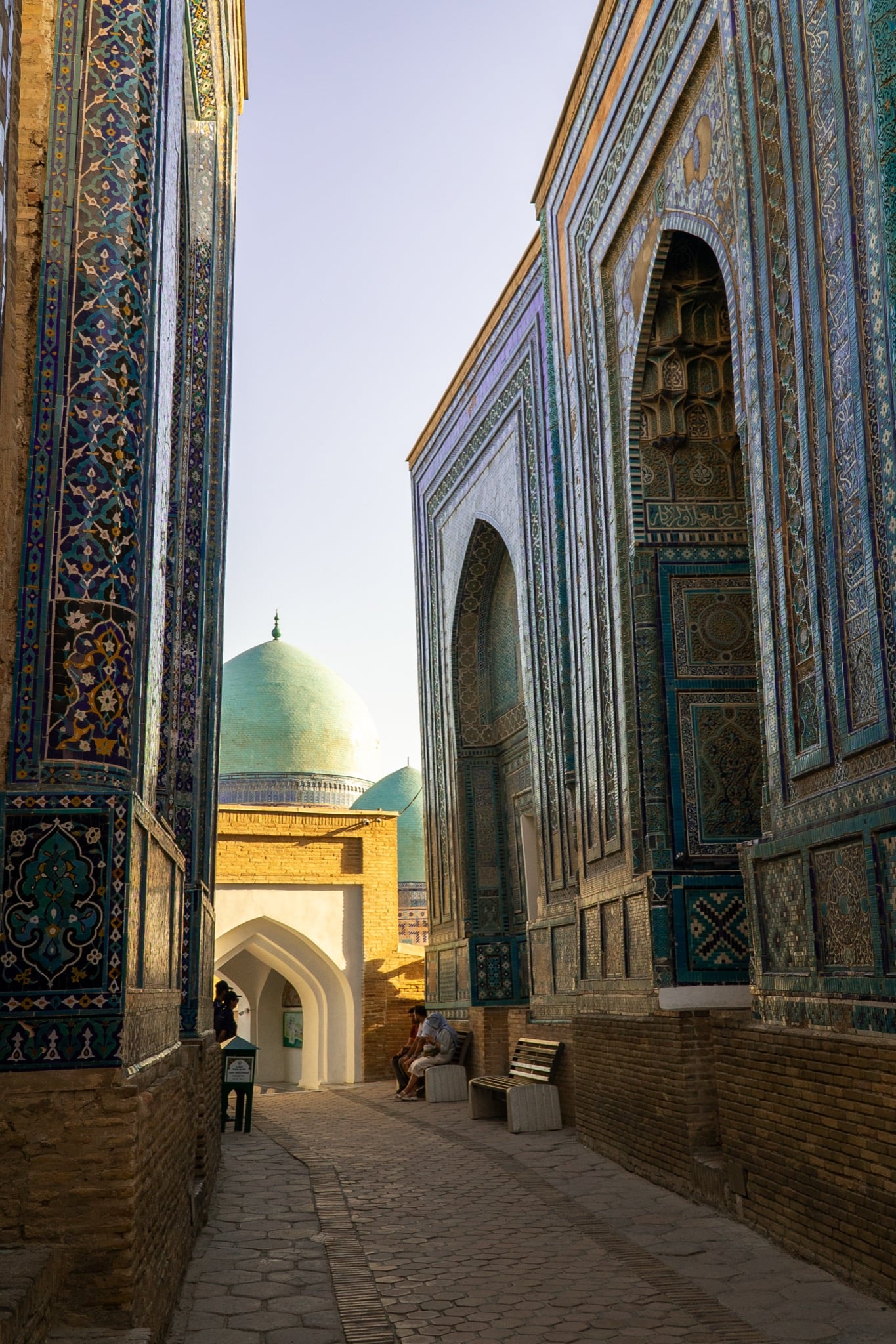 Mosaic mausoleums lining the Shah-i-Zinda necropolis, Samarkand