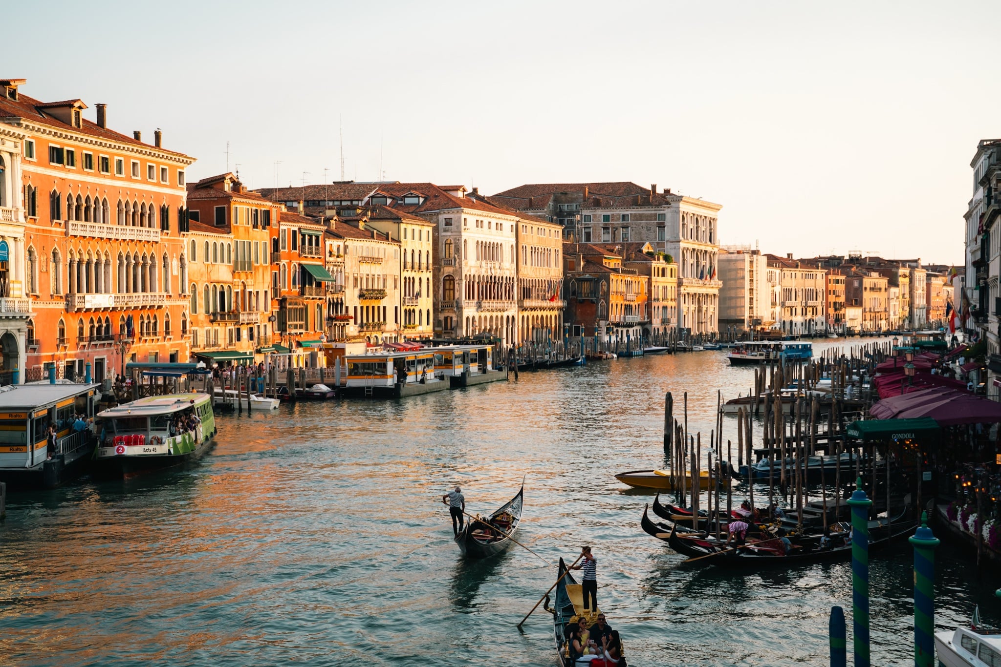 Venetian canal glowing at dusk